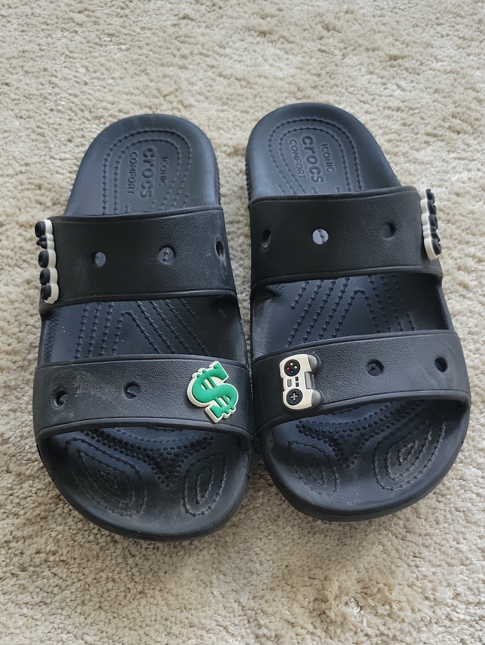 Black Crocs Classic Slide Sandals with Charms